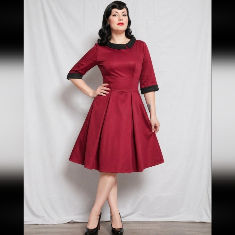 REORIA retro vintage collar pleated dress 8/10